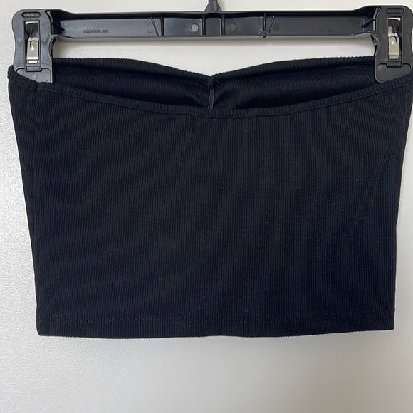 BERSHKA BLACK CROP SWEETHEART BANDEAU TOP - Picture 3 of 4